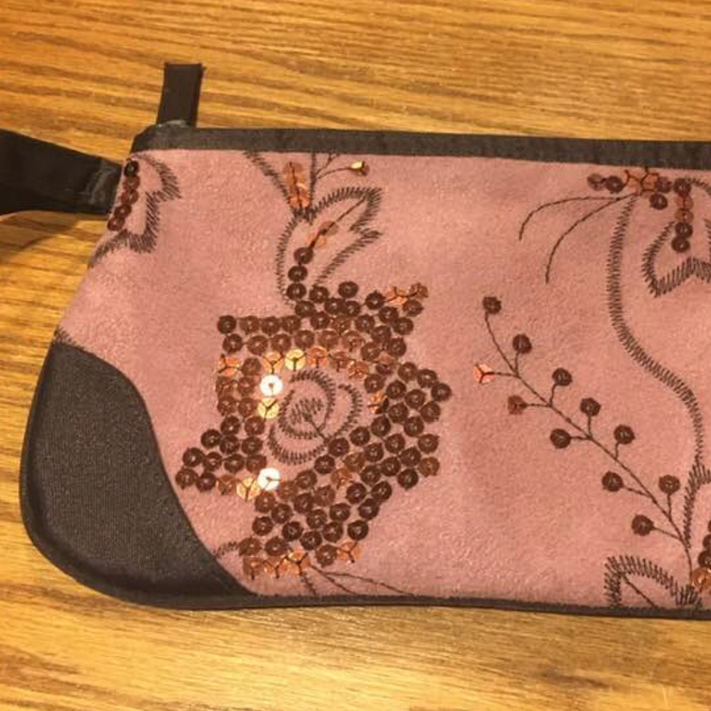 Gorgeous Brown w/Purple Velvet & Sequins Clutch /